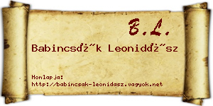 Babincsák Leonidász névjegykártya